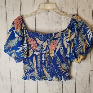 Flying Tomato Multicolor Puff Sleeve Blouse Large